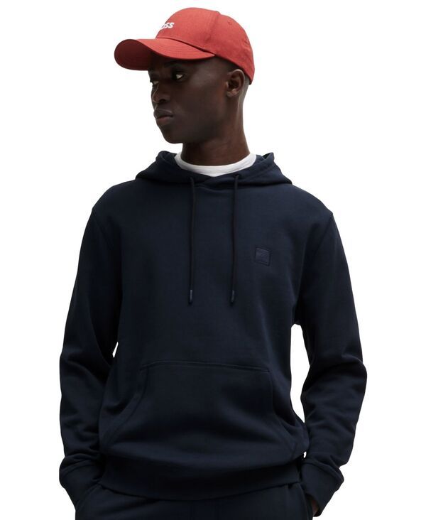 ヒューゴボス メンズ アウター パーカー・スウェット パイル コットン ロゴ Hugo Boss Mens RegularFit Cotton Terry Logo Patchoodie Dark B