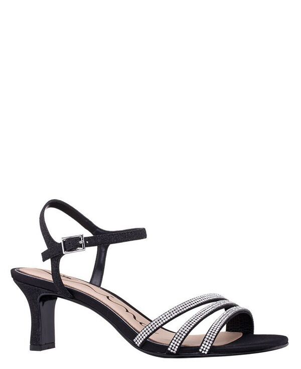 ニナ レディース シューズ サンダル アシンメトリー ヒール Nina Womens Bettany Mid Heel Crytal Asymmetrical Straps Black ブラック