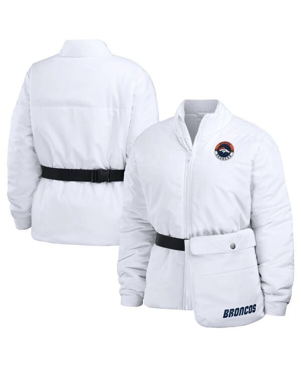 ウェア バイ エリン アンドルーズ レディース アウター ジャケット・ブルゾン WEAR by Erin Andrews Womens White Denver Broncos Packaway Fu