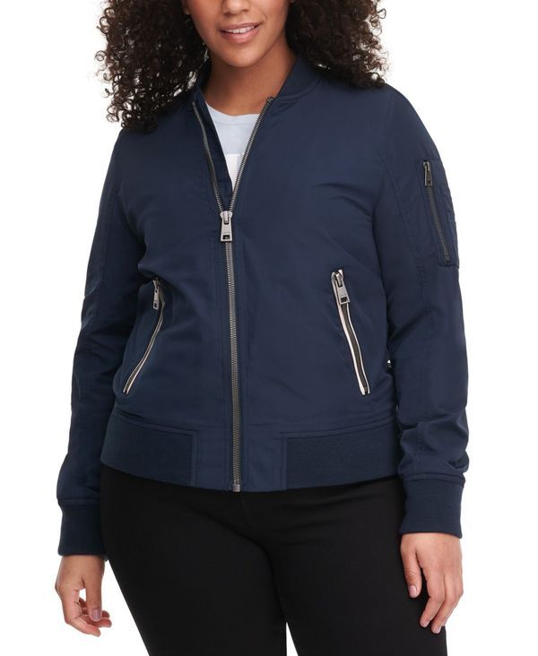 リーバイス レディース アウター ジャケット・ブルゾン プラスサイズ ジャケット Levis Trendy Plus Size Melanie Bomber Jacket Navy ネイビー