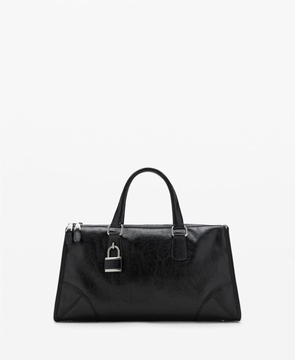 マンゴ レディース バッグ MANGO Womens Rectangular Handles Handbag Black ブラック 14,425円