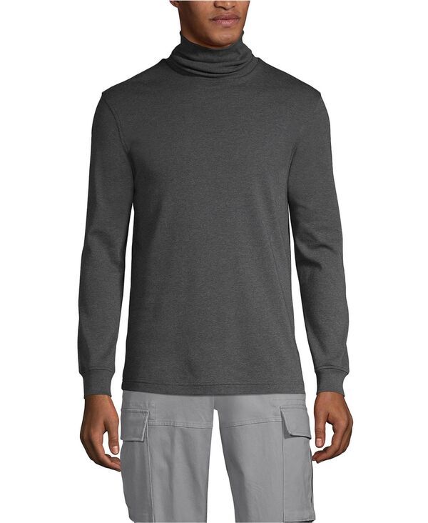 ランズエンド メンズ トップス Tシャツ タートルネック トール コットン Lands End Big Tall Cotton Supima Turtleneck Dark charcoal heat