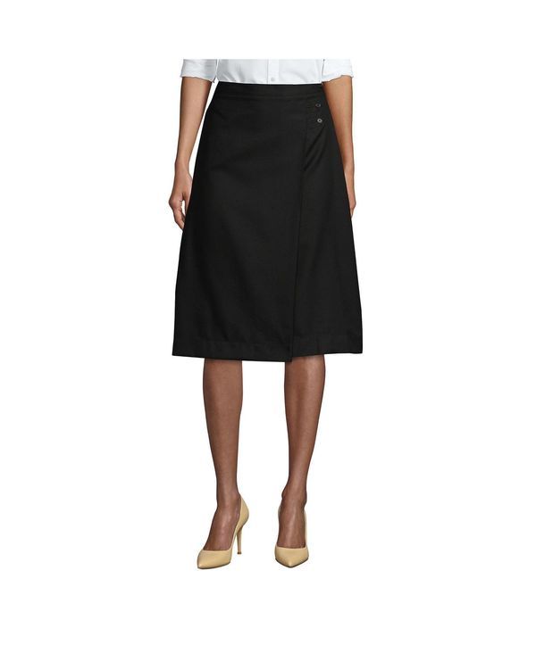 ランズエンド レディース ボトムス スカート A ライン Lands End Womens School Uniform Solid Aline Skirt Below the Knee Black