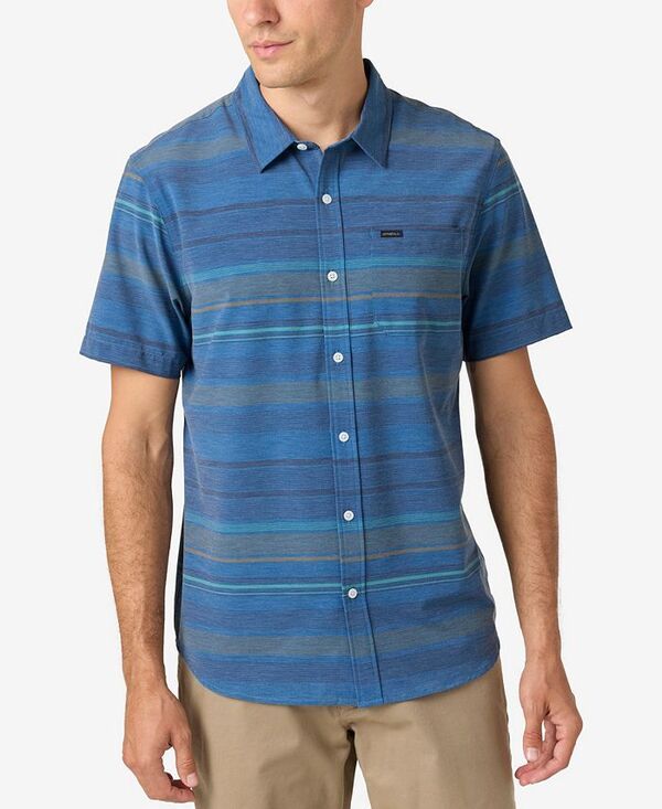 オニール メンズ トップス シャツ ONeill Mens Traveler UPF Traverse Stripe Shirt Midnight Navy ネイビー
