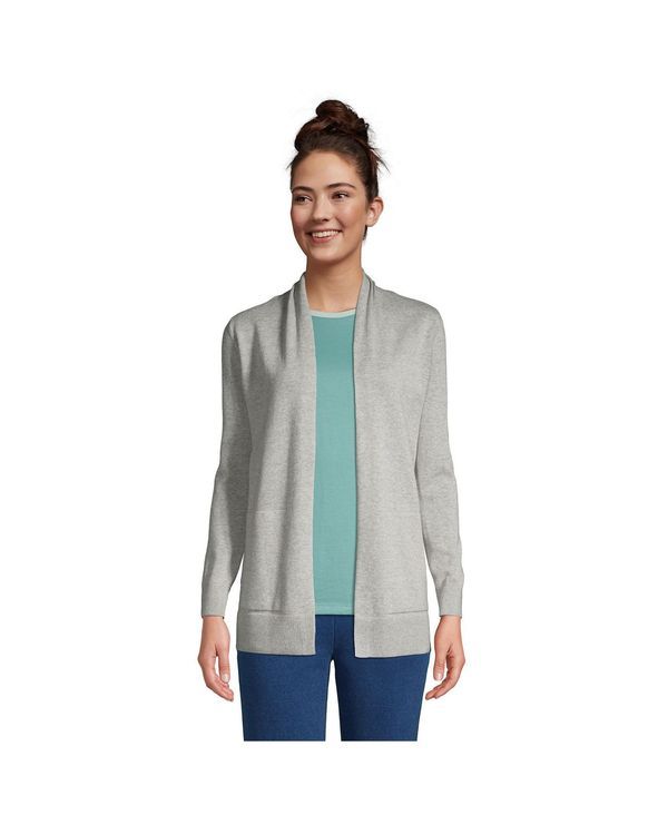 ランズエンド レディース アウター ニット・セーター コットン カーディガン Lands End Womens Cotton Open Long Sleeve Cardigan Sweater Gra 15,736円