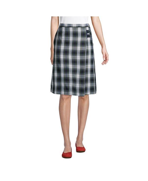 ランズエンド レディース ボトムス スカート A ライン Lands End Womens Plaid Aline Skirt Below the Knee White plaid ホワイト 12,236円
