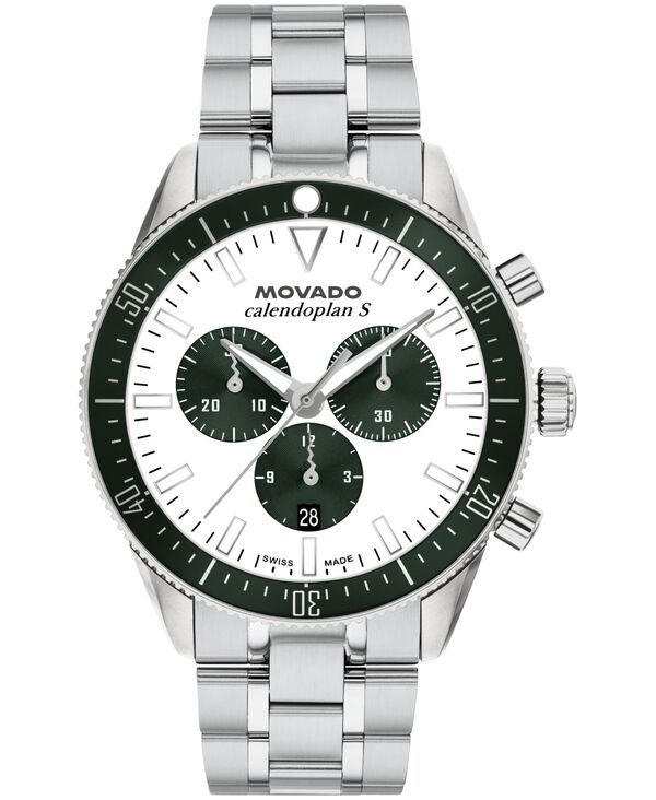 モバド メンズ アクセサリー 腕時計 Tシャツ Movado Mens Calendoplan S Swiss Quartz Chrono StainlessSteel Watch 42mm Silv