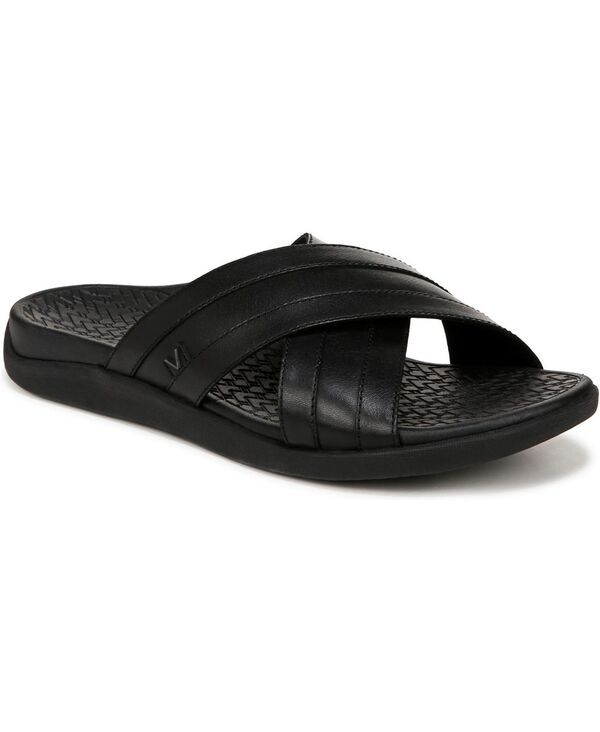 バイオニック メンズ シューズ サンダル Vionic Mens Tide Slide Sandals Black leather ブラック