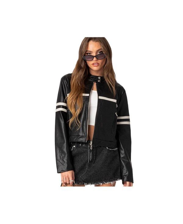 アディクテッド レディース アウター ジャケット・ブルゾン ジャケット Edikted Womens Rockstar Oversized Jacket Blackandwhite ホワイト