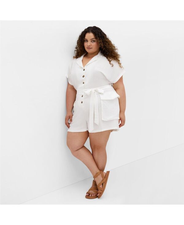 シティーシック レディース ボトムス ハーフパンツ・ショーツ CITY CHIC Womens Jade Playsuit Ivory アイボリー