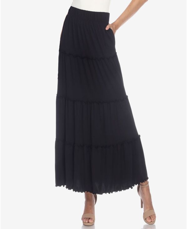 ホワイトマーク レディース ボトムス スカート ティアード マキシ White Mark Womens Tiered Maxi Skirt Black ブラック