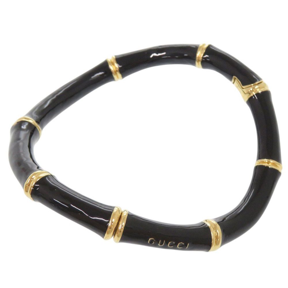 美品 グッチ バンブー 830377 メタル ブラック チョーカー 黒 0788 GUCCI