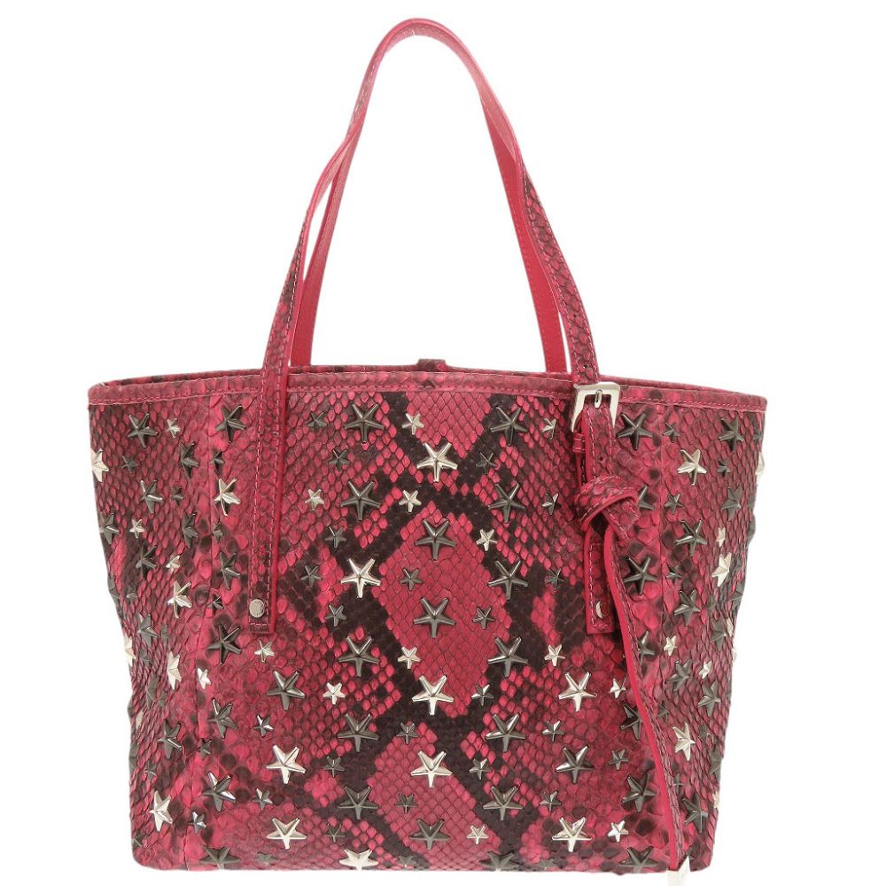 ジミーチュウ SASHA サシャ スタースタッズ 型押しレザー ピンク トートバッグ 0402 JIMMY CHOO
