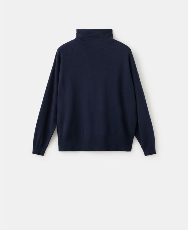 マンゴ レディース アウター ニット・セータートルネック ドレープ MANGO Womens Draped Turtleneck Sweater Navy ネイビー 15,736円