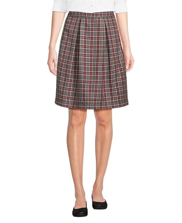ランズエンド レディース ボトムスカート Lands End Womens Plaid Skortop of Knee Gray heathermaroon plaid グレー