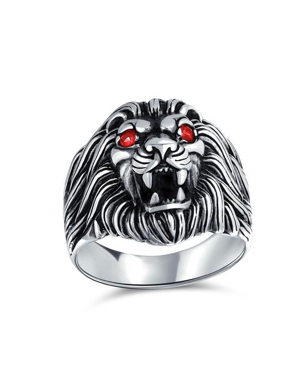 【送料無料】 ブリング レディース リング アクセサリー Red Crystal Eyes Roaring King Of Jungle Lion Ring Solid Oxidized 925 St 10,281円