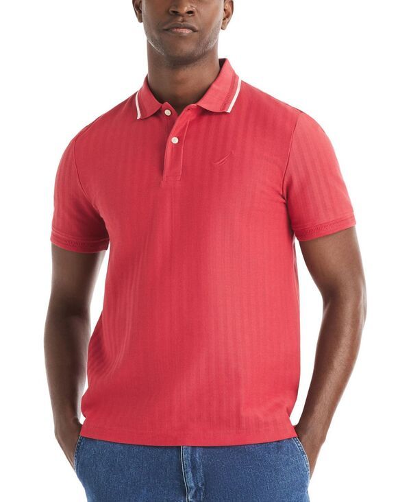 【送料無料】 ナウティカ メンズ ポロシャツ トップス Mens Herringbone ShortSleeve Polo Shirt Ocean Garnet