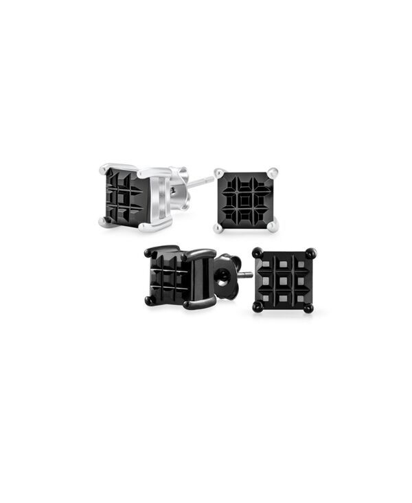 ブリング レディース アクセサリー ピアス・イヤリング Bling Jewelry Set of 2 Invisible Cut Square CZ Checkboard Stud Earrings 11,150円