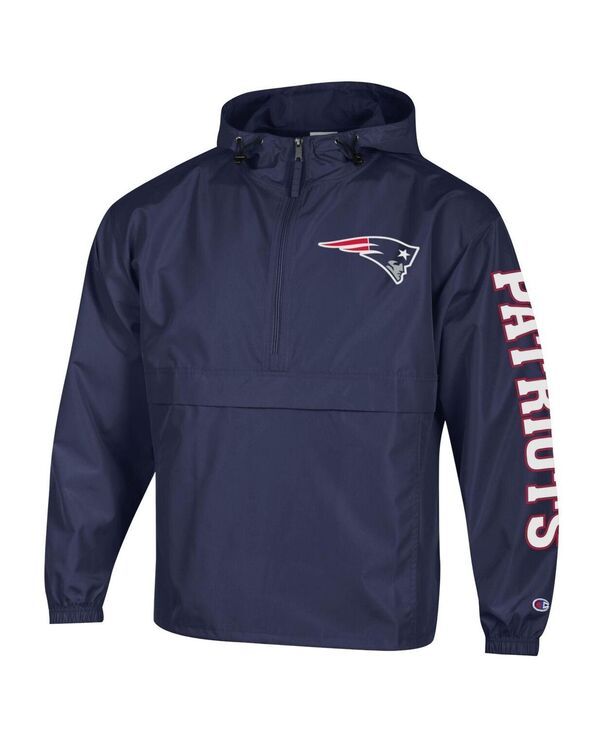 チャンピオン メンズ アウター ジャケット・ブルゾン Champion Mens Navy New England Patriots Packable Windbreaker HalfZip Jack