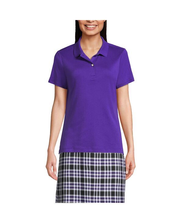 ランズエンド レディース トップス シャツ ミニ Lands End Womenshort Sleeve Feminine Fit Interlock Polo Shirt Deepurple パープ