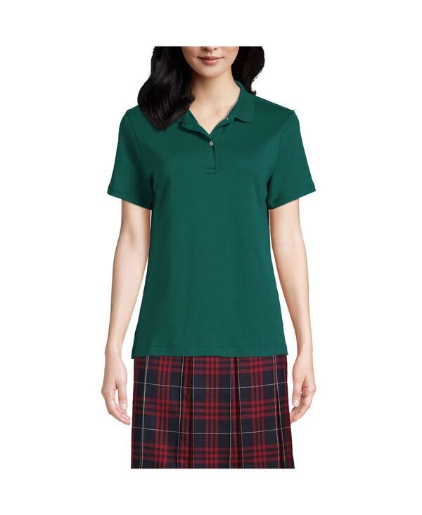 ランズエンド レディース トップス シャツ ミニ Lands End Womenshort Sleeve Feminine Fit Interlock Polo Shirt Evergreen