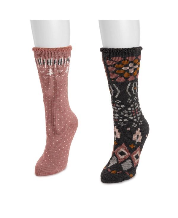 ムクルクス レディース アンダーウェア 靴下 トール MUK LUKS Womens Tall Heat Retainer Socks Greypeach グレー