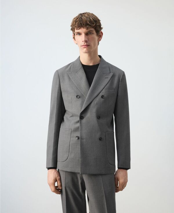 マンゴ メンズ アウター ジャケット・ブルゾン レギュラーフィット MANGO Mens Ricardo Regular Fit DoubleBreasted Suit Jacket Gray グレー