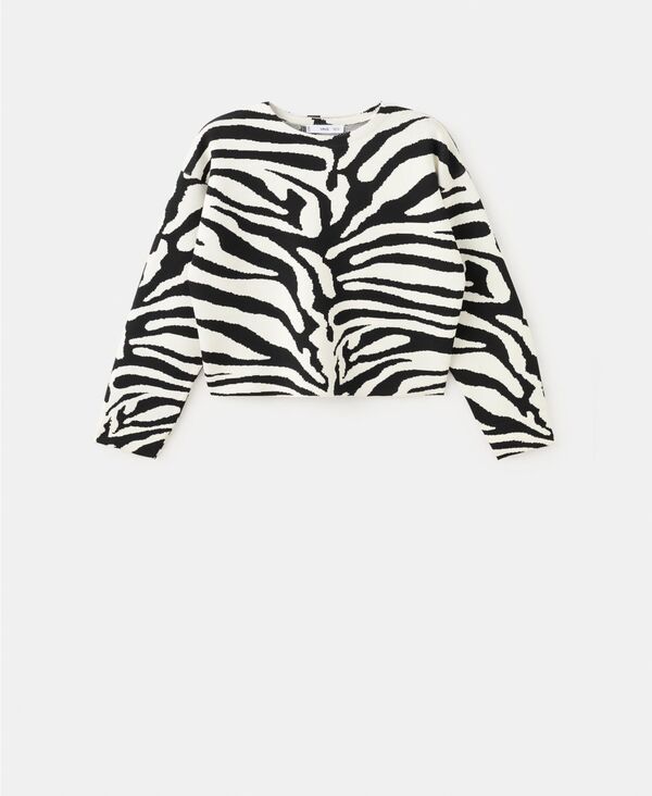 マンゴ レディース アウター ニット・セーター プリント MANGO Womens Zebra Print Knit Jumper Sweater Black ブラック