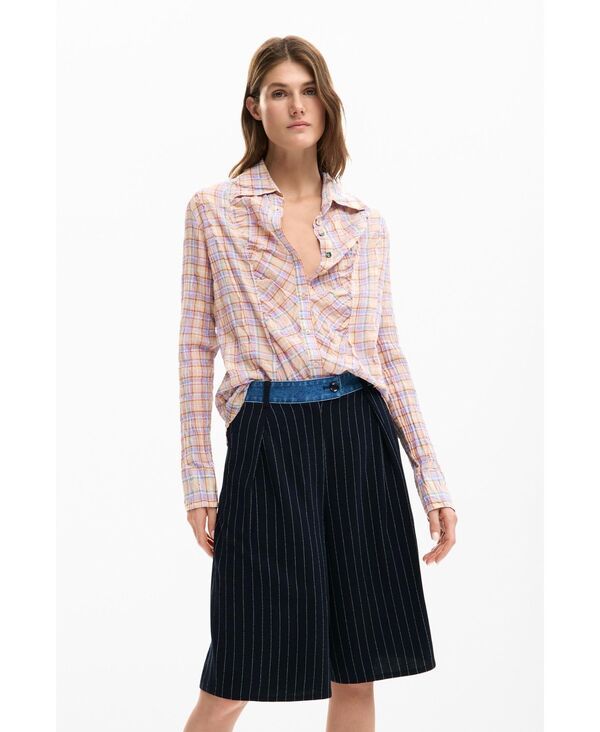 デジグアル レディース トップス シャツ Desigual Womens Plaid shirt gathered Pink ピンク