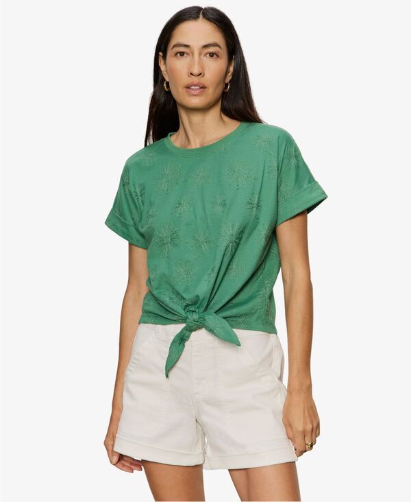 サンクチュアリー レディース トップス Tシャツ クルーネック 半袖 Sanctuary Womens TieFront Crewneck ShortSleeve TShirt Green Juice