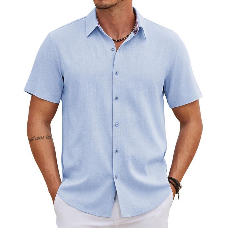 クーファンディ レディース トップス Tシャツ ボタンダウン リネン COOFANDY Mens Casual Button Down Shirtsummer Vacation Short Sleev