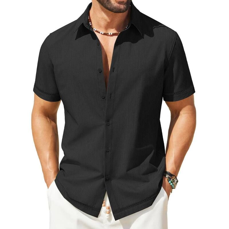クーファンディ レディース トップス Tシャツ ボタンダウン リネン COOFANDY Button Down Shirt Men Casual Stylish Summer Beach Linen