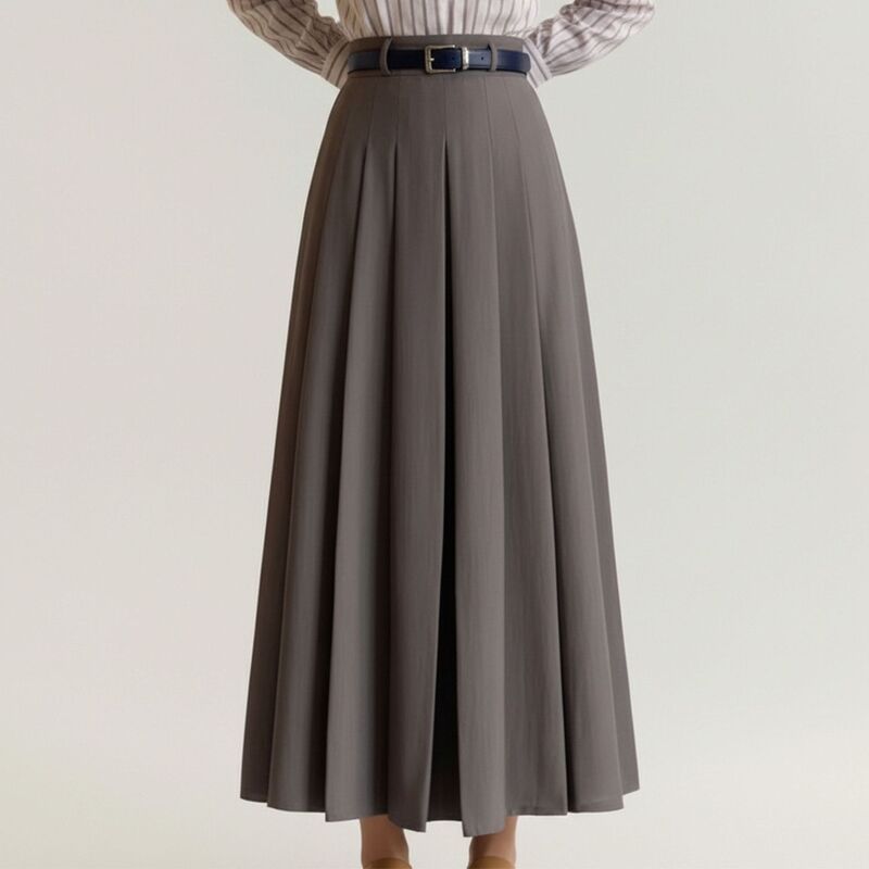 アンナカシ レディース ボトムスカート A ライン ハイウエスト プリーツ ミディ AnnaKaci Womens High Waist Pleated Midi Skirt with Belted