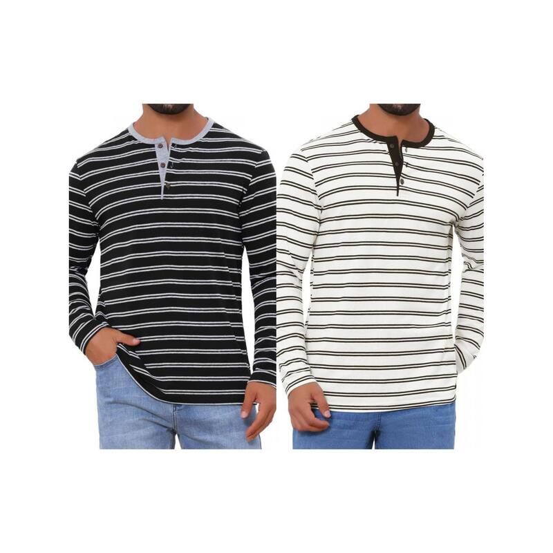 インスパイア シック レディース トップス Tシャツ コントラスト INSPIRE CHIC 2 Packs Mens Casualong Sleeve Tops Contrasting Colors 12,936円
