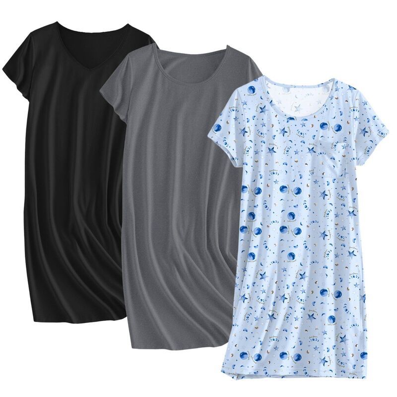エコアー レディース アンダーウェア ナイトウェア シャツ コットン Ekouaer Cottonightgowns for Women 3 Pack Sleepshirtshort Sleeve N 13,634円