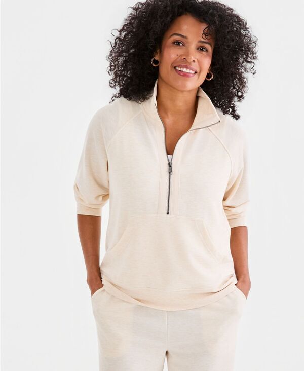 スタイルアンドコー レディース アウター パーカー・スウェット パイル シャツ Style Co Womens LuxLounge French Terry HalfZip Sweatshirt Oa