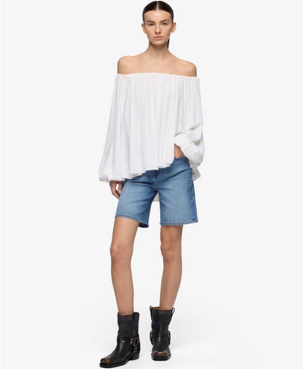 セブンフォーオールマンカインド レディース ボトムス ハーフパンツ・ショーツ A ライン ショートパンツ コットン 7 For All Mankind Womens MidRise ALine Cot