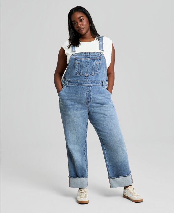 アンドノウディス レディース トップス ジャンプスーツ オーバーオール デニム And Now This Womens Cuffedenim Overalls Medium Wash デニム