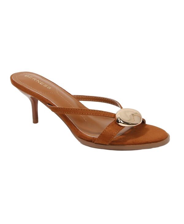 バーネス レディース シューズ サンダル ヒール BERNESS Womens Royalty Kitten Heel Thong Sandal Camel キャメル