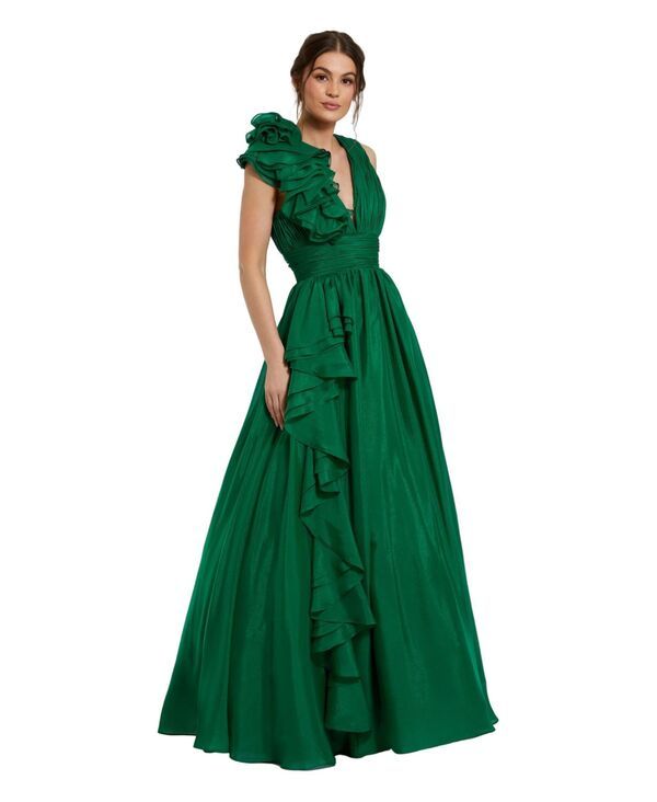 マックダガル レディース トップス ワンピース Vネック A ライン プチ フリル Mac Duggal Petite Ruffle Shoulder VNeck ALineveningown Eme 73,590円