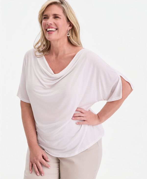 ジェイエムコレクション レディース トップス シャツ JM Collection Womens Cowlneck DolmanSleeve Top Bright White ホワイト