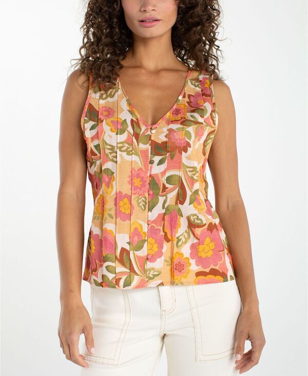 リヴァプール ロサンゼルス レディース トップス シャツ Vネック プチ ノースリーブ Liverpoolos Angeles Petite Sleeveless VNeck Woven Top Ta