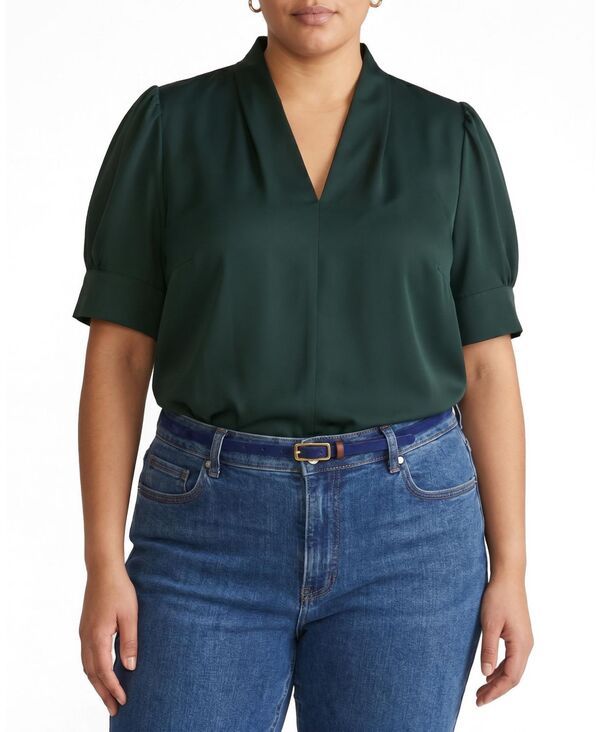 ユニバーサル スタンダード レディース トップス シャツ プラスサイズ サテン Universal Standard Plusize Beatrice Soft Satin Top Forest gr
