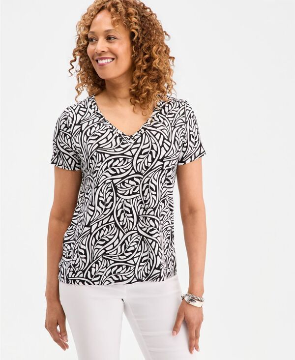 ジェイエムコレクション レディース トップス シャツ Vネック プリント ニット JM Collection Womens Printed Grommet Knit Vneck Top Bright