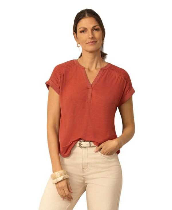 ケーブルアンドゲージ レディース トップス シャツ シャーリング Cable Gauge Womensmocked Shoulder Tee Marsala 8,564円