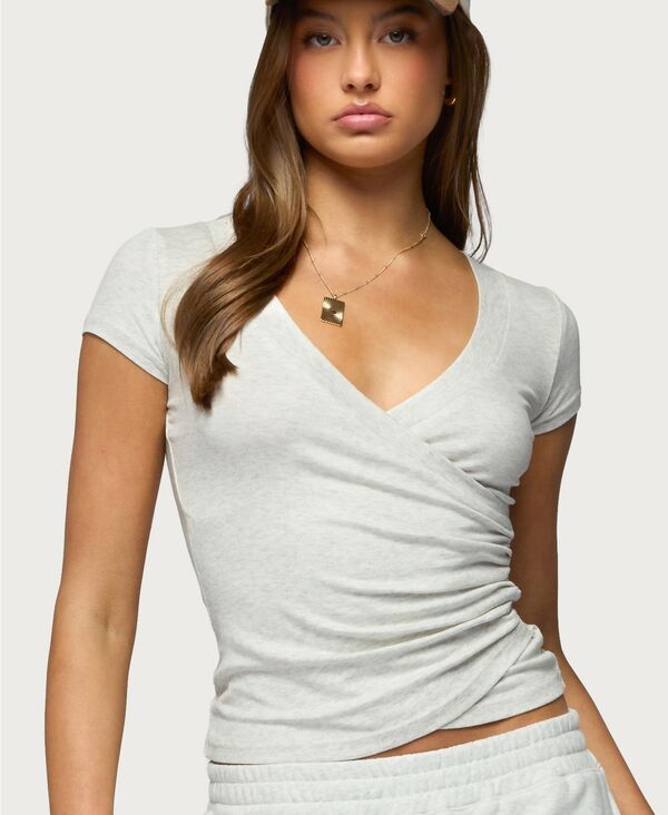 アディクテッド レディース トップス シャツ Vネック Edikted Womens Iria V Neck Wrapped Top Lightgraymelange グレー