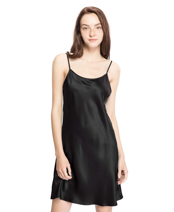 リリーシルク レディース アンダーウェア ナイトウェア ミニ LILYSILK Womens 22 Momme Feminine Silk Chemise Nightgown Black ブラック