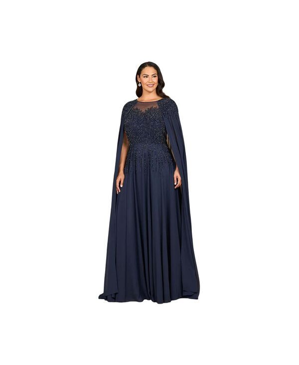 ララ レディース トップス ワンピース シフォン ケープデザイン A ライン キャップ ケープ Lara Womens Chiffon Aline Longown with Long Cape Sle