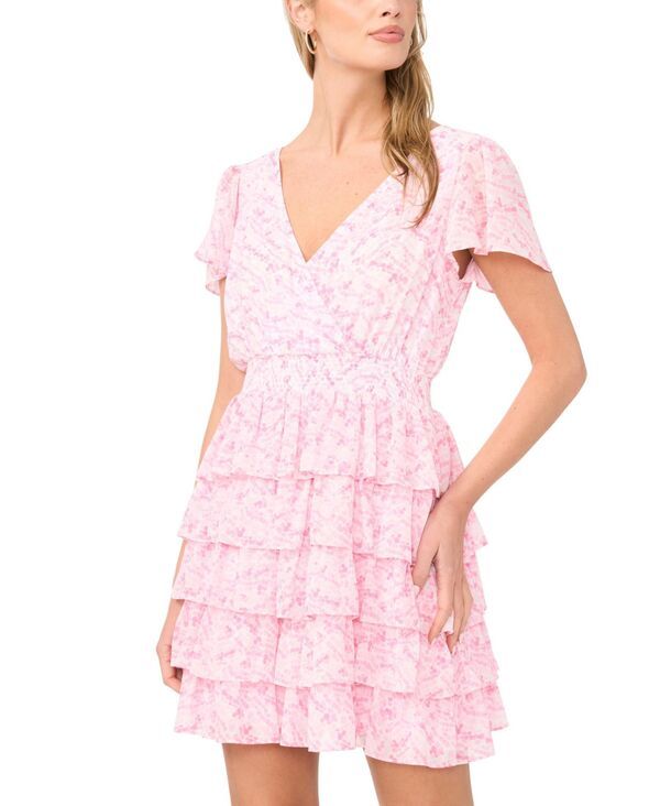 ワンステイト レディース トップス ワンピース Vネック ミニ 1STATE Womens FlutterSleeve VNeck Mini Dress Orchid Smoke スモーク 22,260円