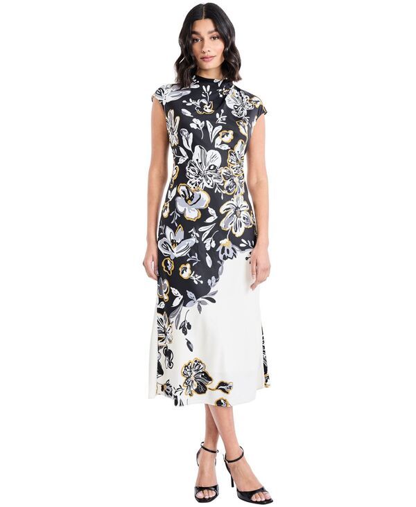 マギーロンドン レディース トップス ワンピース モックネック ミディ Maggy London Womens Mock Neck Midi Dress CreamGrey クリーム
